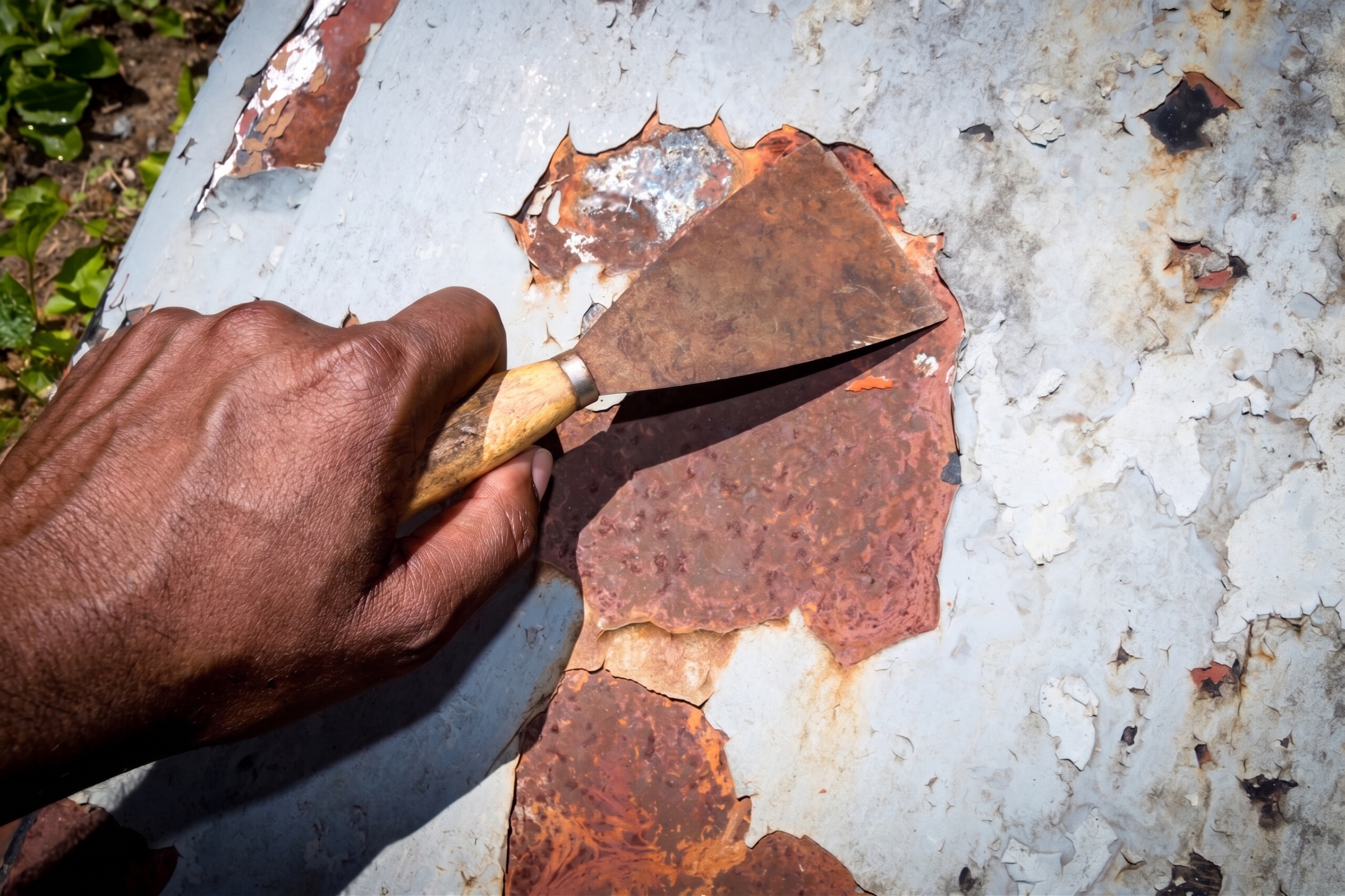 Concrete surface testing with a digital meter and hammer